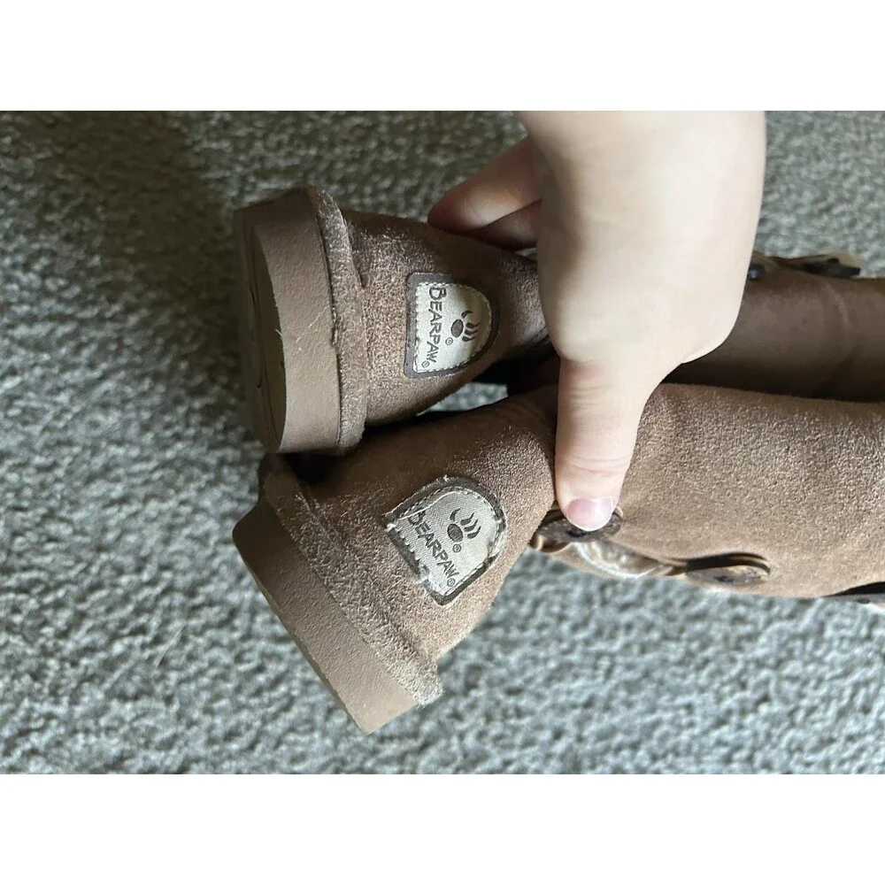 Bearpaw Lauren Boots Women Sz 6 Brown Suede Wool Sheepskin Lined